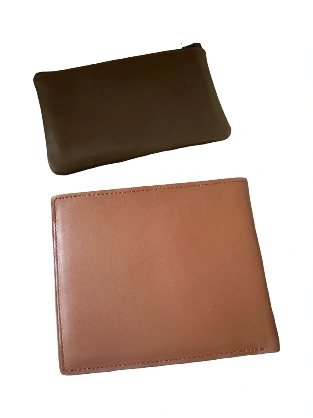 Moda Olive Green and Cognac Leather Pouch Duo